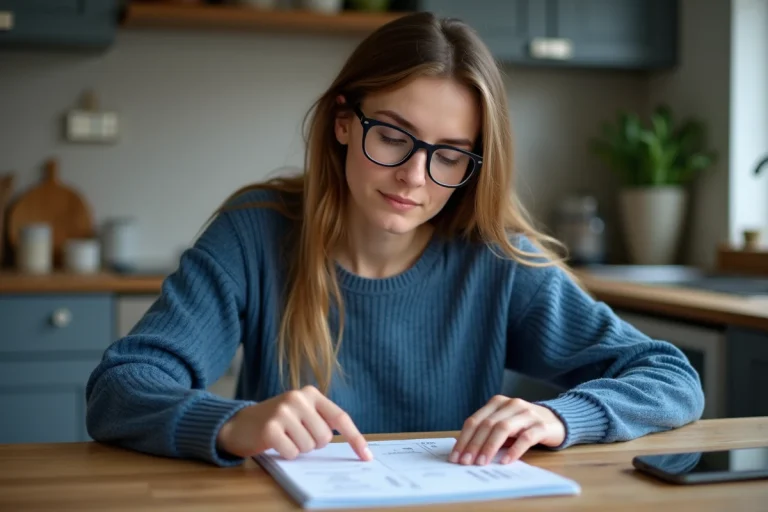 Jeune femme belge examine un certificat d'immatriculation
