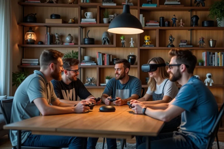 Groupe de jeunes adultes autour d'une table de jeu moderne
