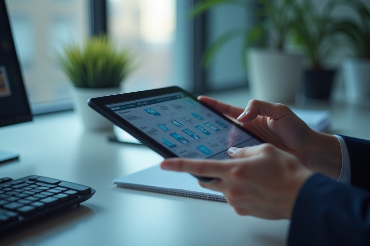 Zoom sur une tablette avec icones de logiciels PME